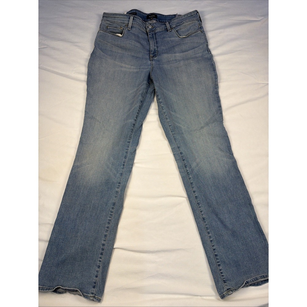 NYDJ Marilyn Straight Leg Lift Tuck Jeans Womens 14 (34x31) Medium Wash Denim